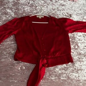 Michael Kors Vibrant Red Textured Blouse